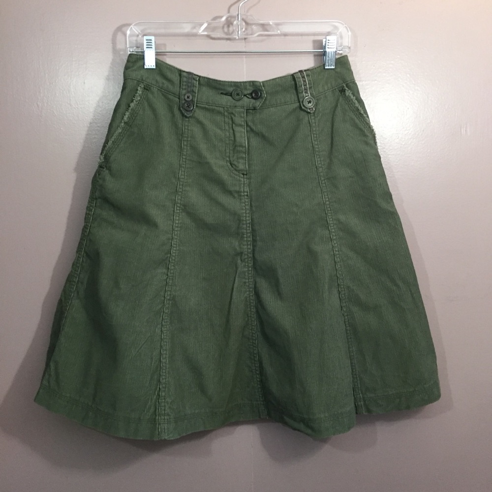 BODEN GREEN CORDUROY A-LINE SKIRT